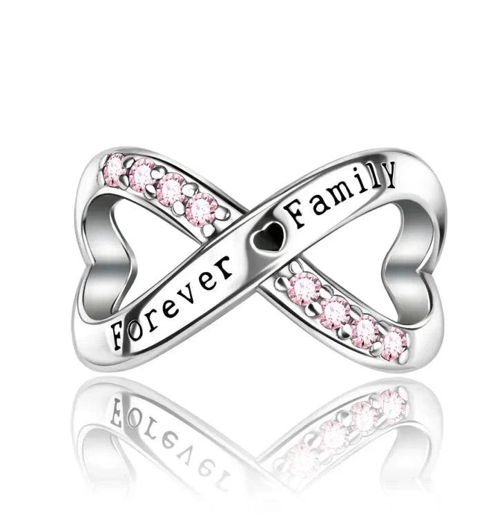 925 Sterling Silver Forever Family Infinite Love Beaded Charm Fit Original Bracelet Diy Fine Jewelry Making Gift Good Vibrations