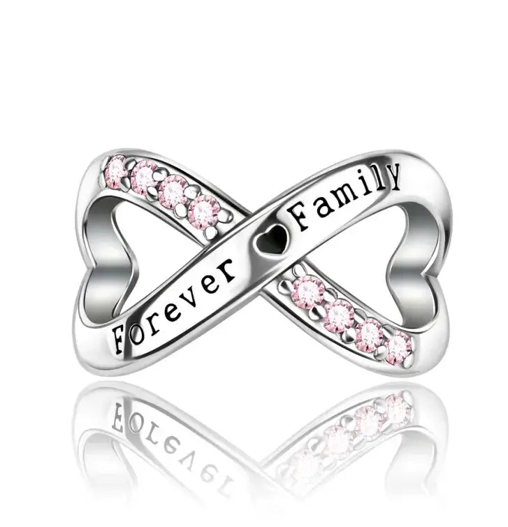 925 Sterling Silver Forever Family Infinite Love Beaded Charm Fit Original Bracelet Diy Fine Jewelry Making Gift Good Vibrations