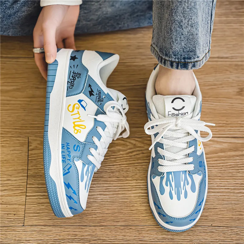 Shoes For Men Tennis Bread Hip-Hop Punk Skateboard Shoes Fashion Male Sneakers Couple Outdoor Sport Casual Shoes Good Vibrations