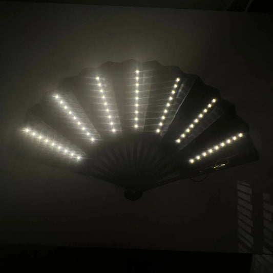 Party LED Glowing Fan Vivid Folding Fan Colorful Party/Dance LED Paper Fan Stage Performance DJ Show Light Up Fan Wedding Good Vibrations