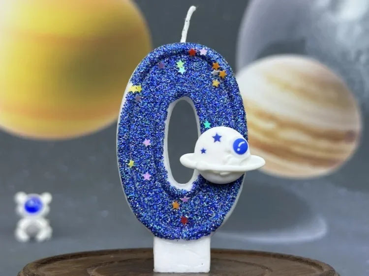 Number Birthday Candles Cake Party Decoration Birthday Candles Planet Universe Blue Boys and Girls Number0-9 Star Blue Party