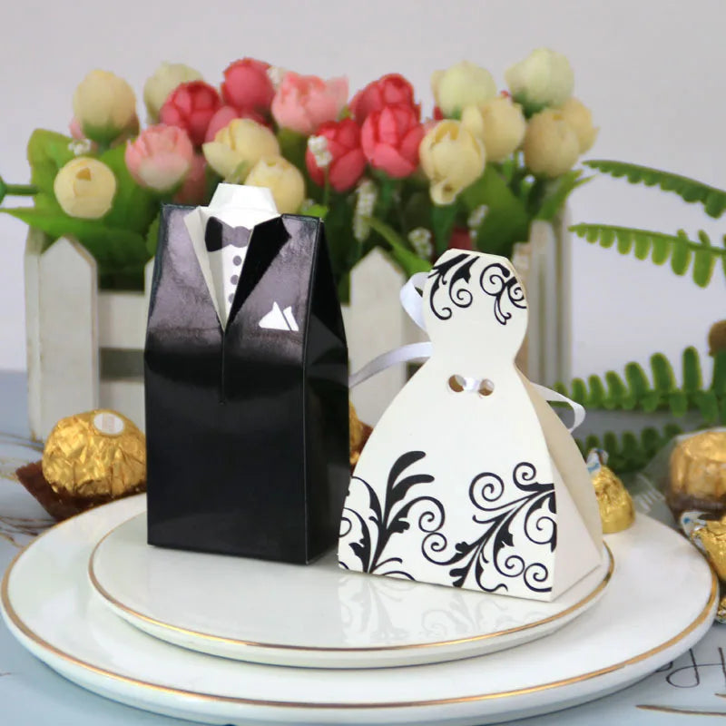 Wedding Gift Bag Bride and Groom Candy Box DIY with Ribbon Wedding Decorations Souvenir Party Supplies Good Vibrations