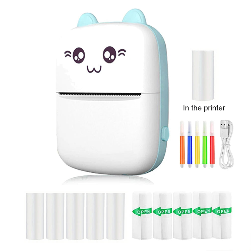 Mini HD Portable Label Thermal Printer Endurance Bluetooth Printer for Student Error Title Note Wrong Pocket Inkless Printing Good Vibrations