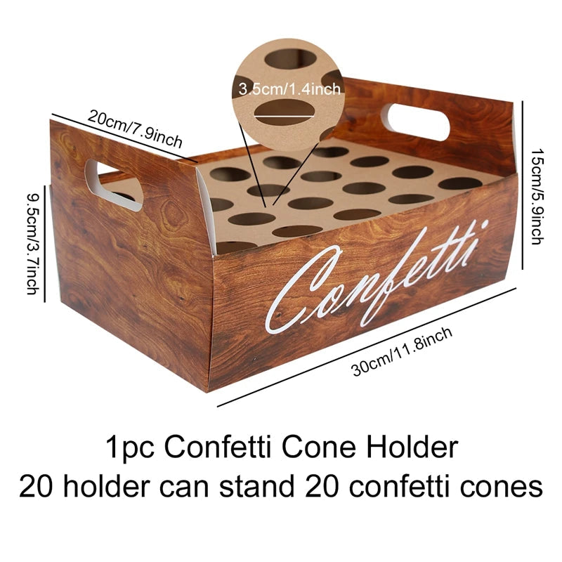 Kraft Paper Wedding Tray Confetti Cone Stand Box Tray Rustic Wedding Decoration Wedding Confetti Cones Wedding Cones Set supply Good Vibrations