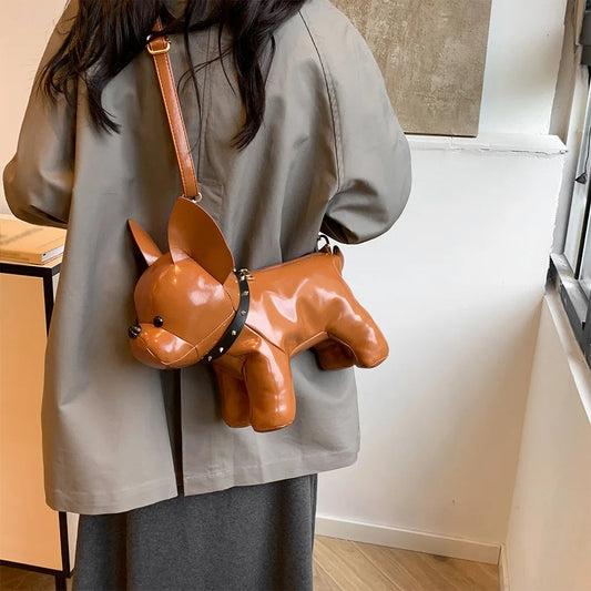 Shoulder Bag Purse for Women Handbag Bulldog Shaped Crossbody Bag PU Leather Wallet Tote with Zipper Handbag Satchel Purse Good Vibrations