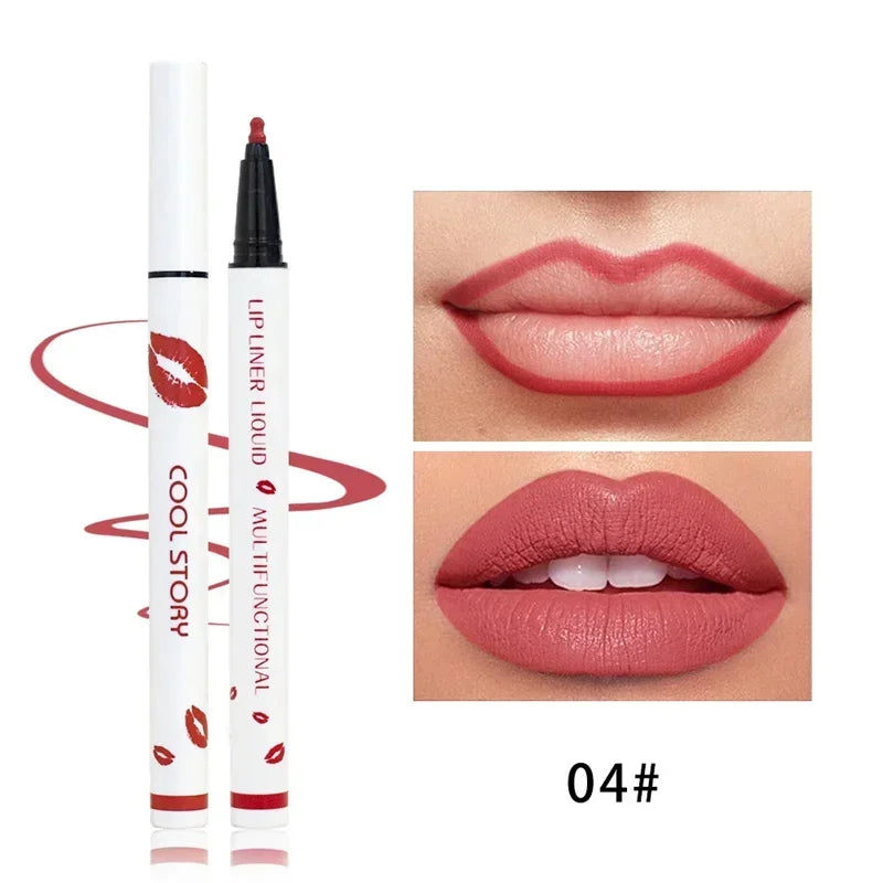 Matte Soft Lip Liner Liquid Lipliner Pencil Long Lasting Lips Cosmetic Tool Stick Quick Drying Smudge Proof Natural Lipstick Pen Good Vibrations