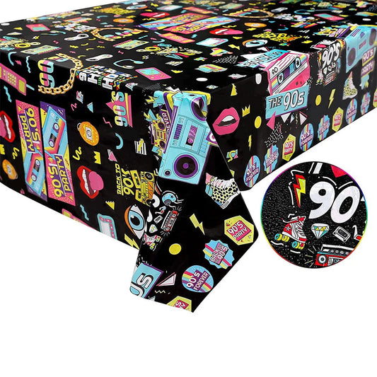80s Party Table Covers Disposable Plastic Tablecloths Back to The 80s Party Supplies Decorations 80's Theme Disposable Tableware Good Vibrations