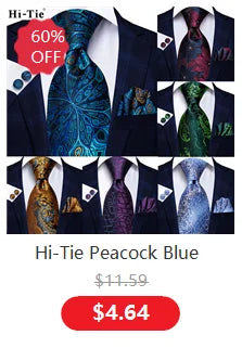 Hi-Tie Blue Business Solid 100% Silk Men's Tie NeckTie 8.5cm Ties for Men Formal Luxury Wedding High Quality Gravata Good Vibrations