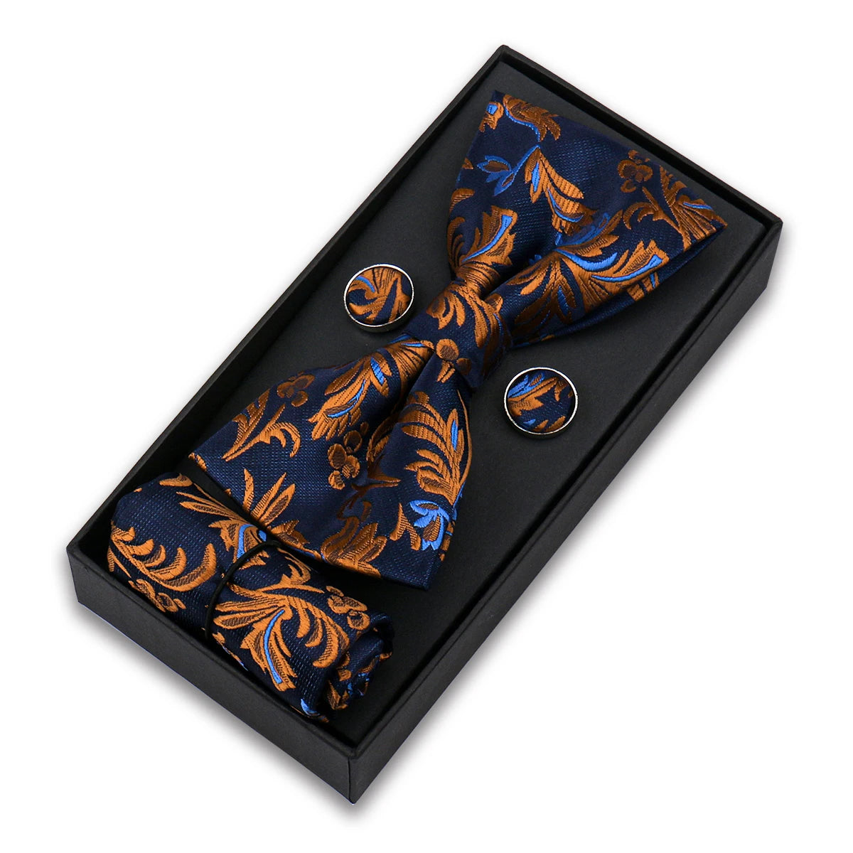 Bowtie For Men Set Gift Box Business Gift Fashion Bow Tie Pocket Square Cufflinks Set Bowtie 3pcs For Wedding Hanky Cravata Neck