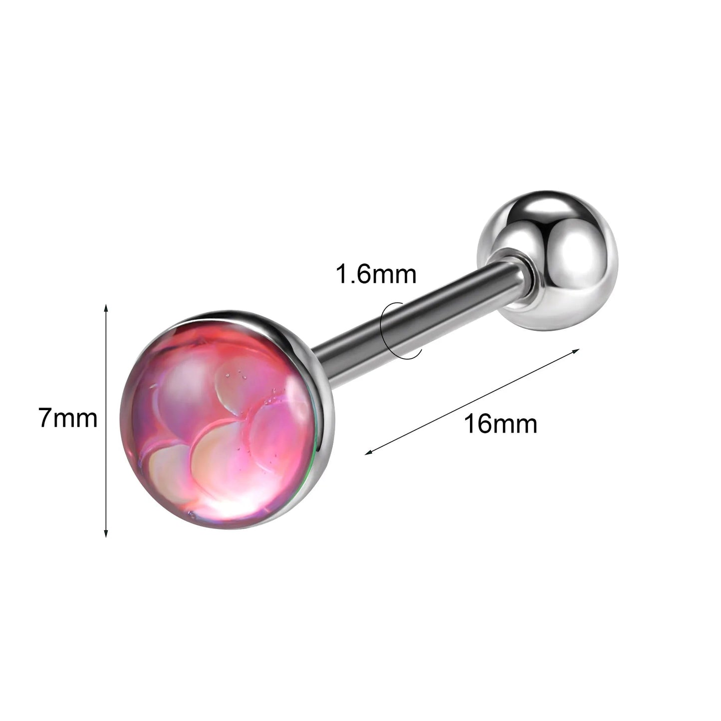 ZS 1Piece 14G Oil Luminescence Tongue Piercing Rings Stainless Steel Tongue Stud Skull Star Studs Earrings BCR Piercings Jewelry Good Vibrations Adult Super Store