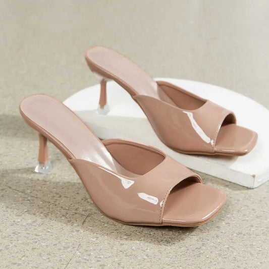 2025 Women High Heel Sandals Summer New Fashion Square Toe Open Toe Women Elegant Casual Comfortable Black High Heel Sandals Good Vibrations