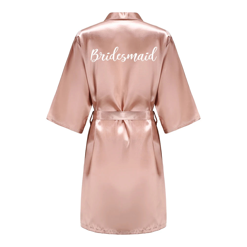 Wedding Bride Bridesmaid Robes for Women Bridal Party Gifts Team Dress Gown Silk Satin Sleepwear Kimono Sexy Summer Bathrobe Good Vibrations