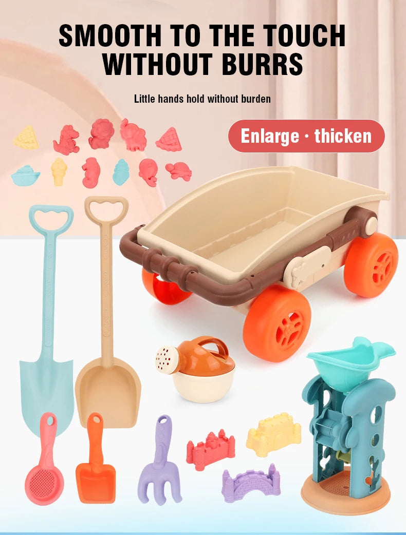 Kid Trolley Beach Play Toy Sandbox Shovel Animal Molds Beach Accessories Dig Sand Toy Outdoor Seaside Water Game Kid Fun Gift Good Vibrations