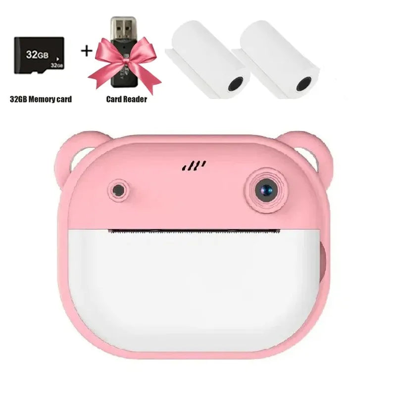Children Digital Camera Instant Print for Kids Thermal Print Camera Instant Photo Printing Camera Video Toys+32G Memory Card Good Vibrations