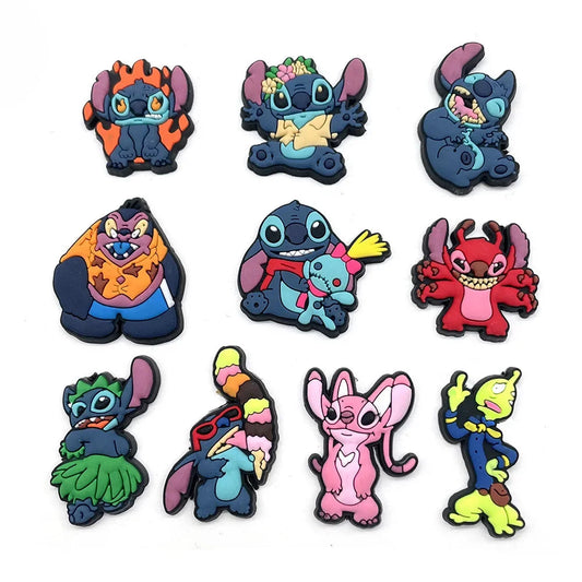 10pcs Lilo Stitch Series Shoe Charms for Crocs DIY Shoe Decorations Stitch Accessories Decorations Sandals Decorate Kids Gifts Good Vibrations