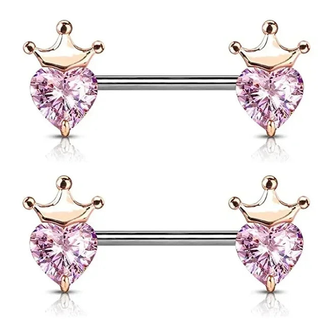 Pink Devil Nipple Piercing Jewelry Set Heart Crystal Nipple Rings Bulk Shiny Butterfly Nipple Barbell Dangle Lot Piercing Pezon