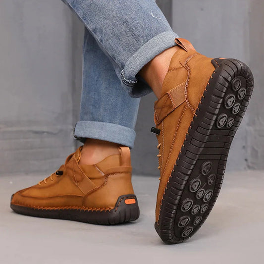 Boots Mid Top for Women British Style Retro Anti Slip Workwear Shoes Handmade Leather Loafers Casual Soft Soled Women Nude Boots Good Vibrations