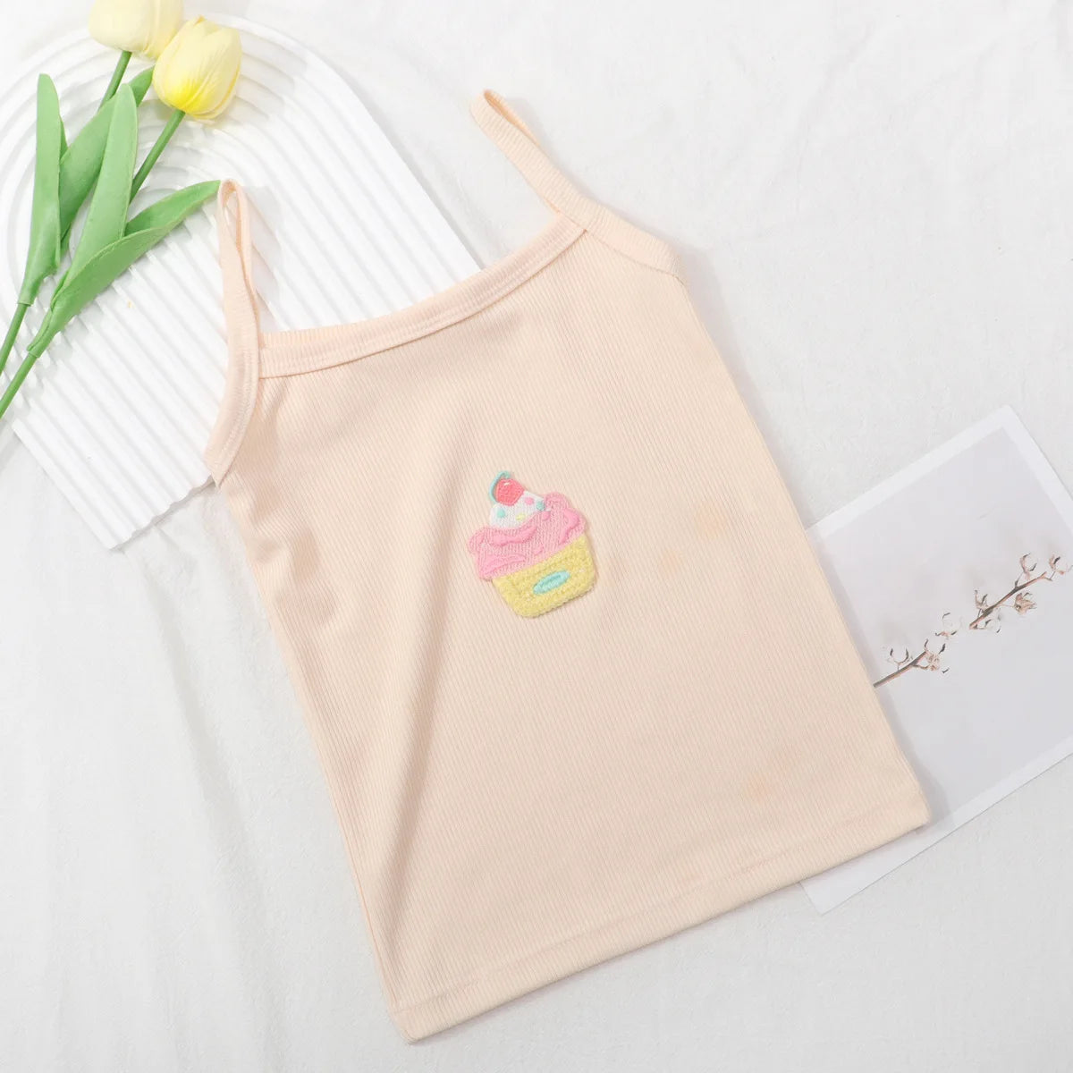Girls' Vest, Children's Summer Outdoor Camisole, Baby Candy Colored Vest, Base Shirt, Cartoon Soft Children's Clothing Top Good Vibrations
