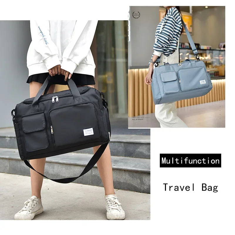 Travel Bag Large Capacity Weekender Carry On Duffle Bags with Shoe Compartment Sports Fitness Bags for Women Shoulder Bag Good Vibrations
