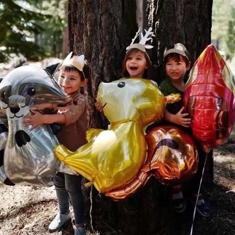 Woodland Animals Birthday Decoraiton Balloon Fox Hedgehog Raccoon Deer Bear Helium Foil Balloons Forest Theme Party Decor Good Vibrations