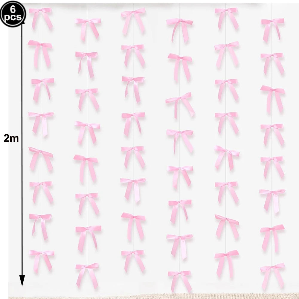 Pink Bow Birthday Cake Toppers for Girl Paper Bowknot Cake Decorations Princess Cake Toppers Wedding Birthday Party Supplies Good Vibrations