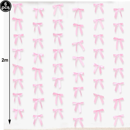Pink Bow Birthday Cake Toppers for Girl Paper Bowknot Cake Decorations Princess Cake Toppers Wedding Birthday Party Supplies Good Vibrations