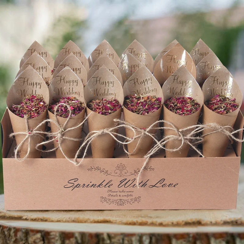 Kraft Paper Wedding Tray Confetti Cone Stand Box Tray Rustic Wedding Decoration Wedding Confetti Cones Wedding Cones Set supply Good Vibrations