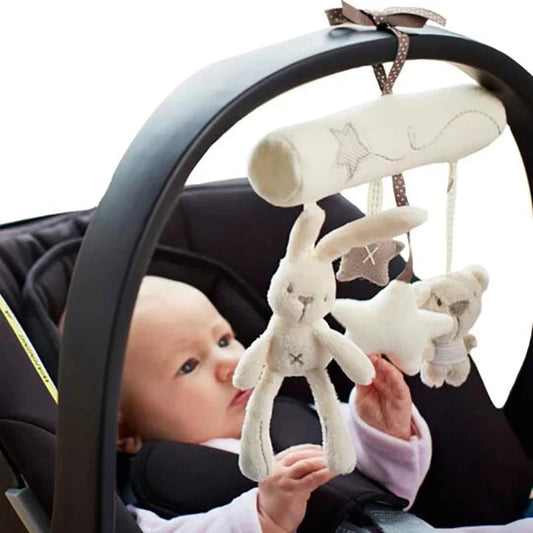 2025 New Hanging Bed Rabbit Baby Hand Bell Safety Seat Plush Toy Multifunctional Plush Toy Stroller Mobile Gifts Good Vibrations