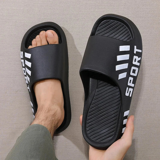 Summer Fashion Slippers For Men Indoor Outdoor Sandals Beach Flip Flop Thick Sole Male Slides Summer Non-Slip Men Shower Slipper Good Vibrations
