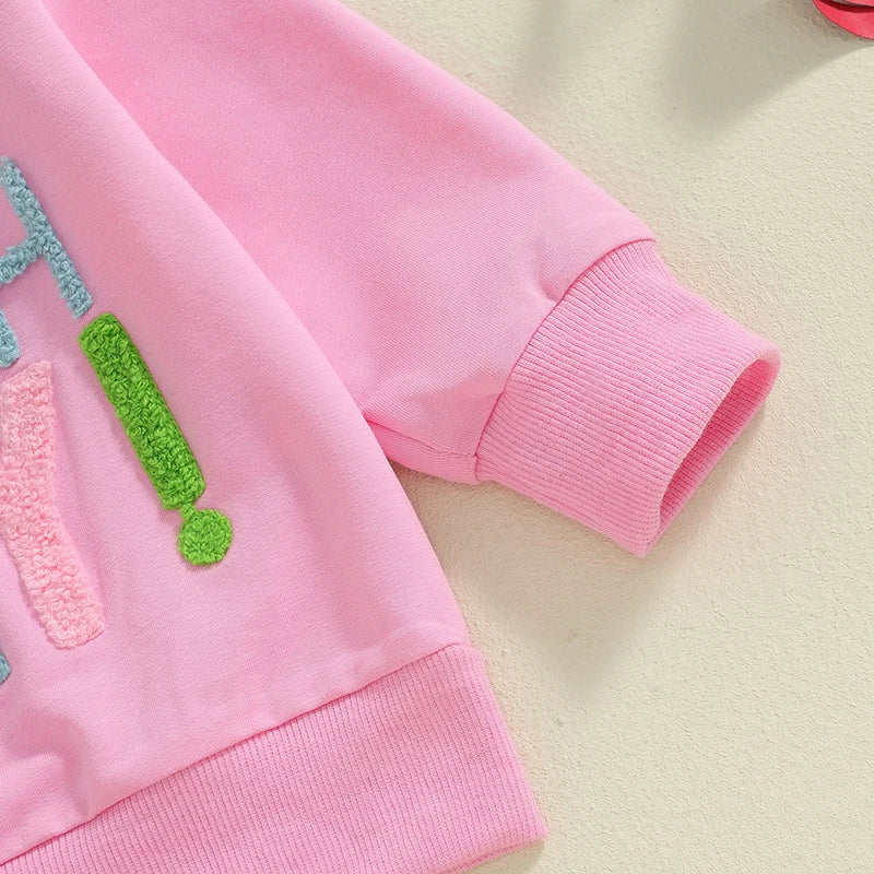 Toddler Birthday Clothes Baby Girl Tutu Skirt Outfit Letter Print Sweathsirt Rainbow Tulle Skirt Fall Winter Sets Good Vibrations