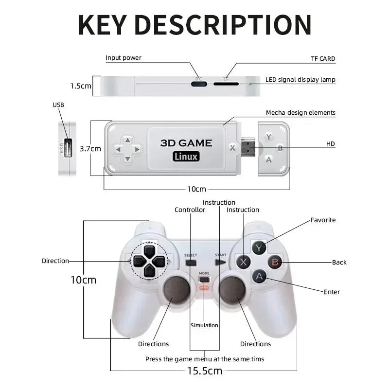 Y6 Game Stick Retro Video Game Console 2.4G Wireless Controller 4K HD TV Video Portable Handheld Game Console Family Multiplayer Good Vibrations