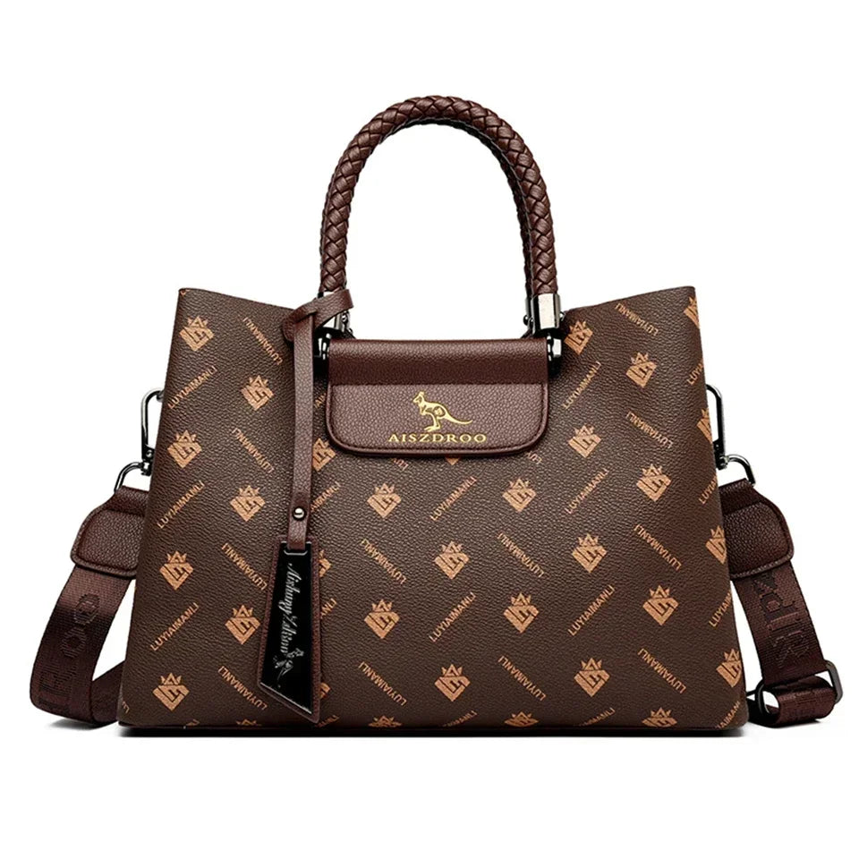 Elegant Women's Handbag Unique Handle Design Featuring a Stylish Pattern Spacious Interior Adjustable Strap Functionality Good Vibrations