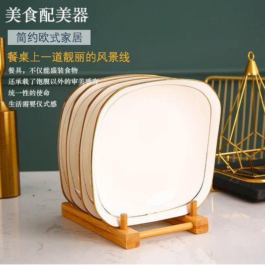7-inch square expensive plate bone china ceramic tableware square deep plate steamed dish healthy ceramic food plate Good Vibrations
