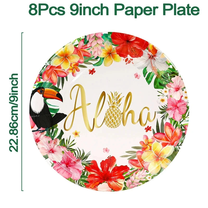 Hawaii Tableware Hawaiian Party Decoration Adults Aloha Luau Paper Plates Napkins Tropical Beach Hawaii Birthday Party Supplies Good Vibrations