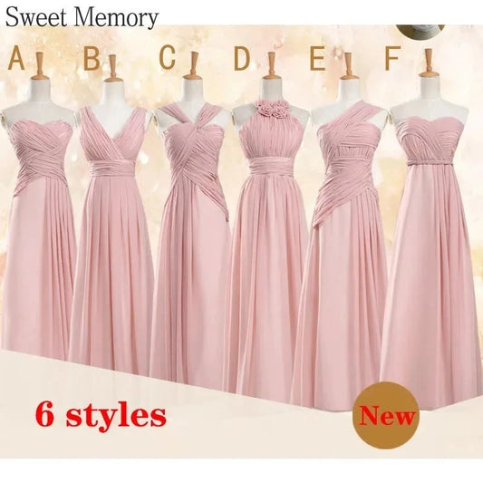 Customized Chiffon Dusty Pink Bridesmaid Dress Wedding Party Gowns Sweet Memory Bride Robes Formal Gowns For Long Prom Dresses Good Vibrations