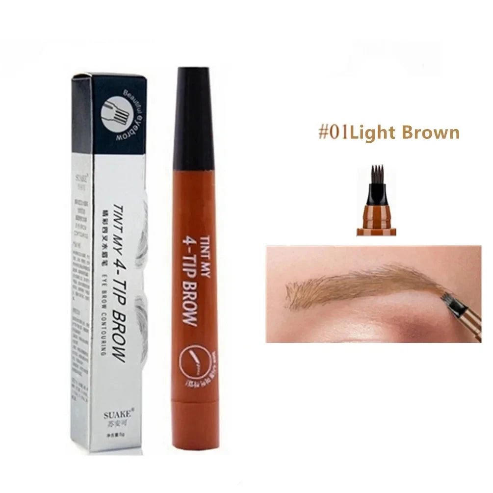 4D Microblading Eyebrow Pen 4 Forks Tip Eyebrow Tattoo Pencil Long Lasting Fine Sketch Liquid Eye Brow Make Up Good Vibrations
