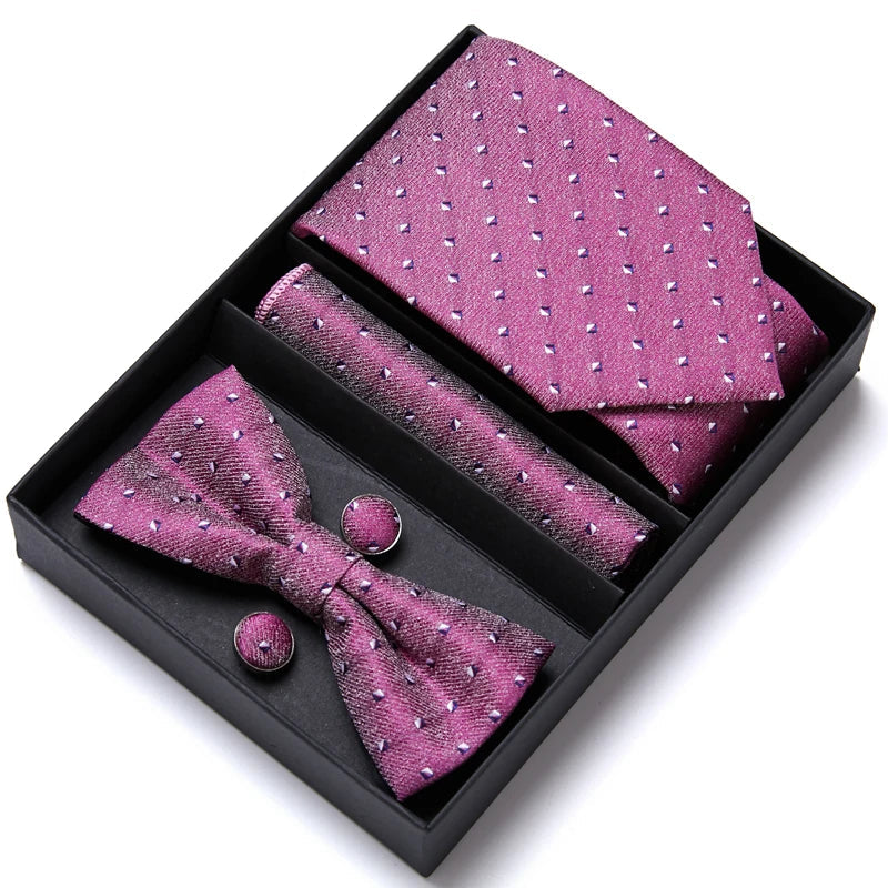 Tie For Men Formal Dress Tuxedo NeckTie Handkerchief Bow Tie Set PlaisyParty Groom Wedding Butterfly Bowtie In Box Good Vibrations