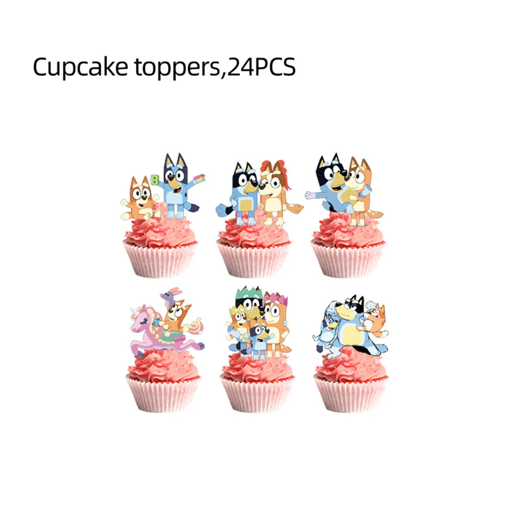 Bluey Birthday Party Supplies Disposable Tableware Paper Plates Paper Cups Tissues Boys Birthday Party Decoration Children Like Good Vibrations