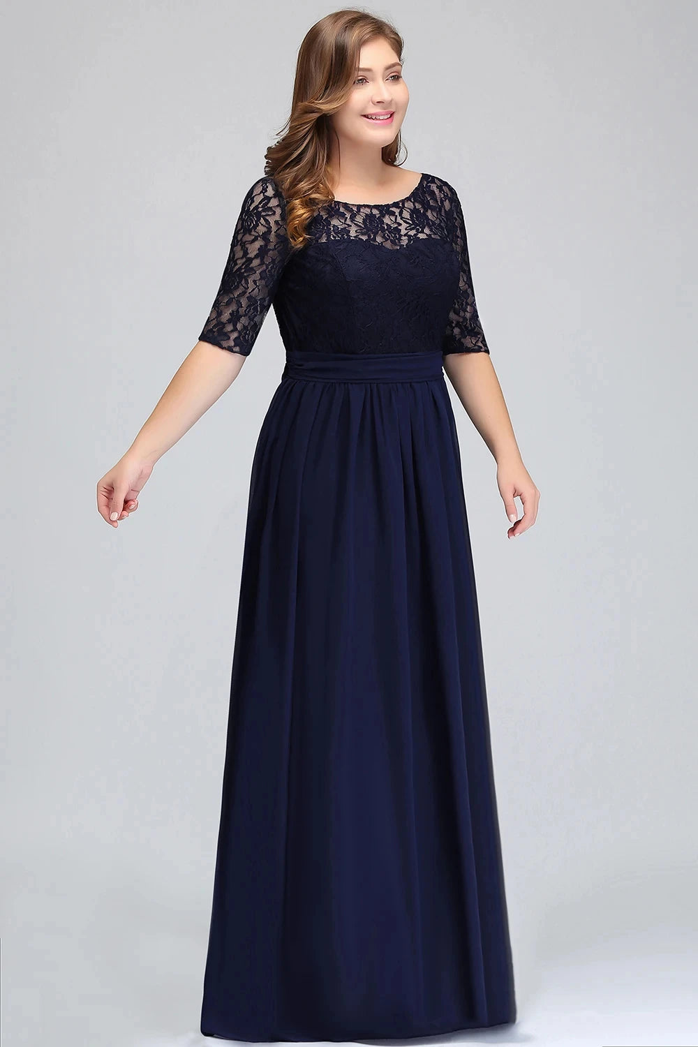 Women Plus Size Lace Chiffon Bridesmaid Dresses Long For Wedding Elegant A Line Evening Party Gown Guest Prom Vestidos De Soiree