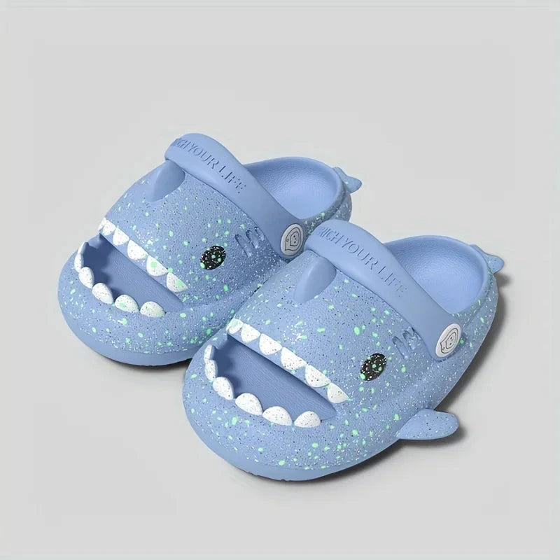 Kids' Shark Luminous Sandals Slip-On Waterproof Breathable Lightweight Non-Slip Casual Shoes for Boys and Girls Strap Slippers Good Vibrations