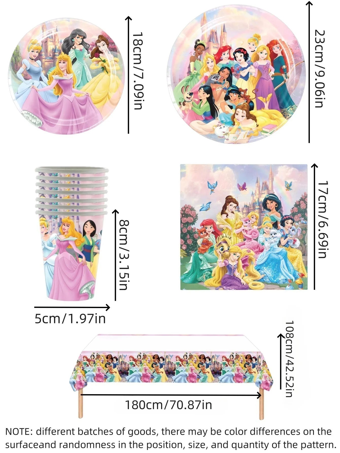 1/10/20pcs Princess Birthday Party Supplies Decor for Woman Princess Birthday Plates Paper Cups Princess Tablecloth Party Good Vibrations