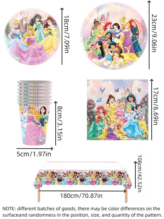 1/10/20pcs Princess Birthday Party Supplies Decor for Woman Princess Birthday Plates Paper Cups Princess Tablecloth Party Good Vibrations