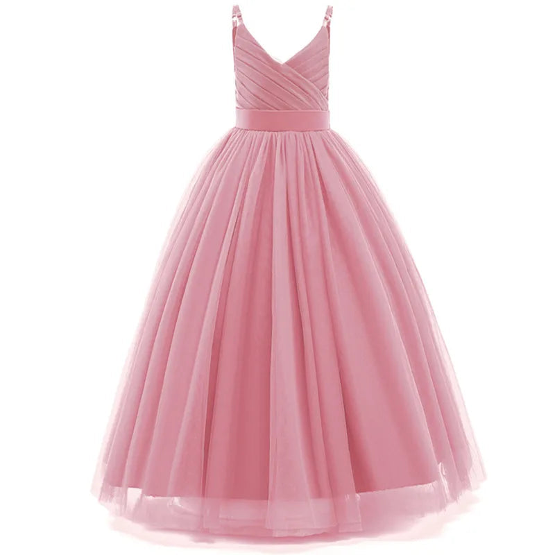 Girl Long White Bridesmaid Dresses For Wedding Prom Gown Big Bow Girls Party Dress Kids First Communiom Formal Evening Vestidos Good Vibrations