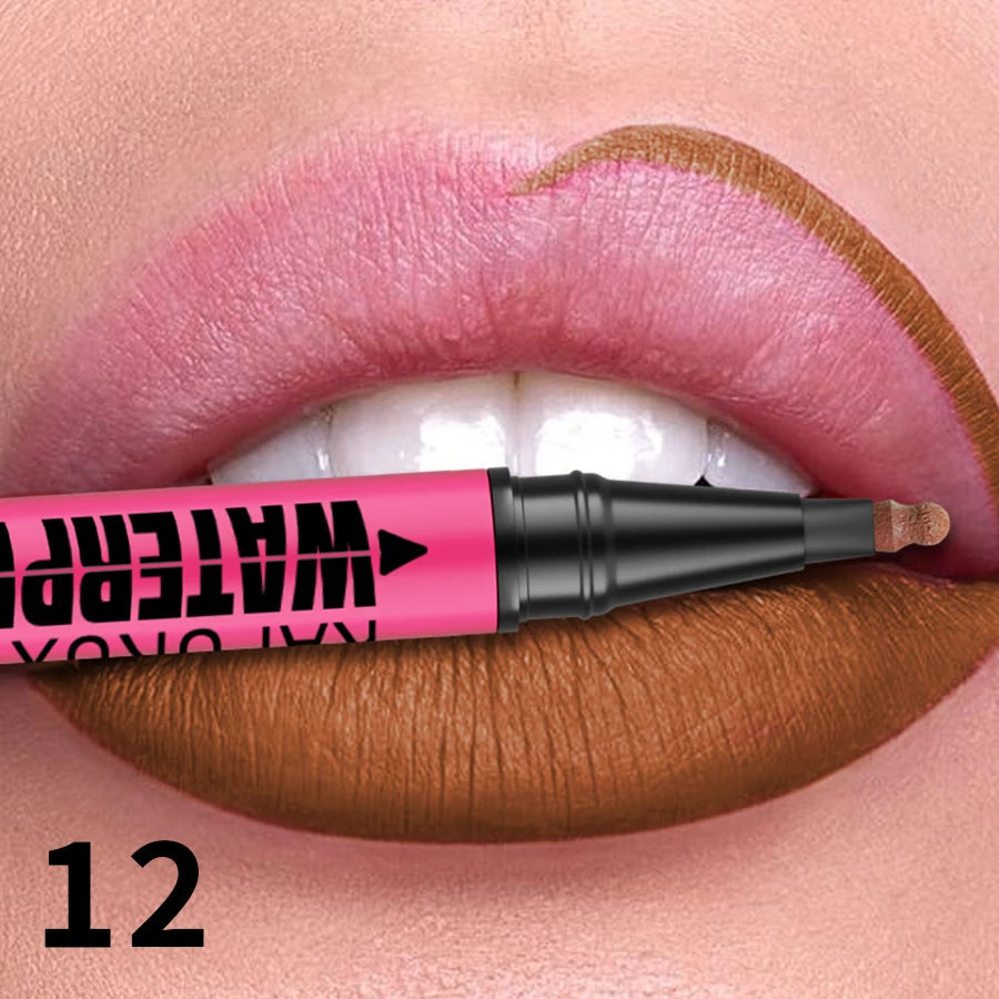 1PC Liquid Matte12-Color Lipliner Pencil Waterproof Plumping Stain Lipstick Natural Lip Liner Outline Lips Contour Makeup Good Vibrations