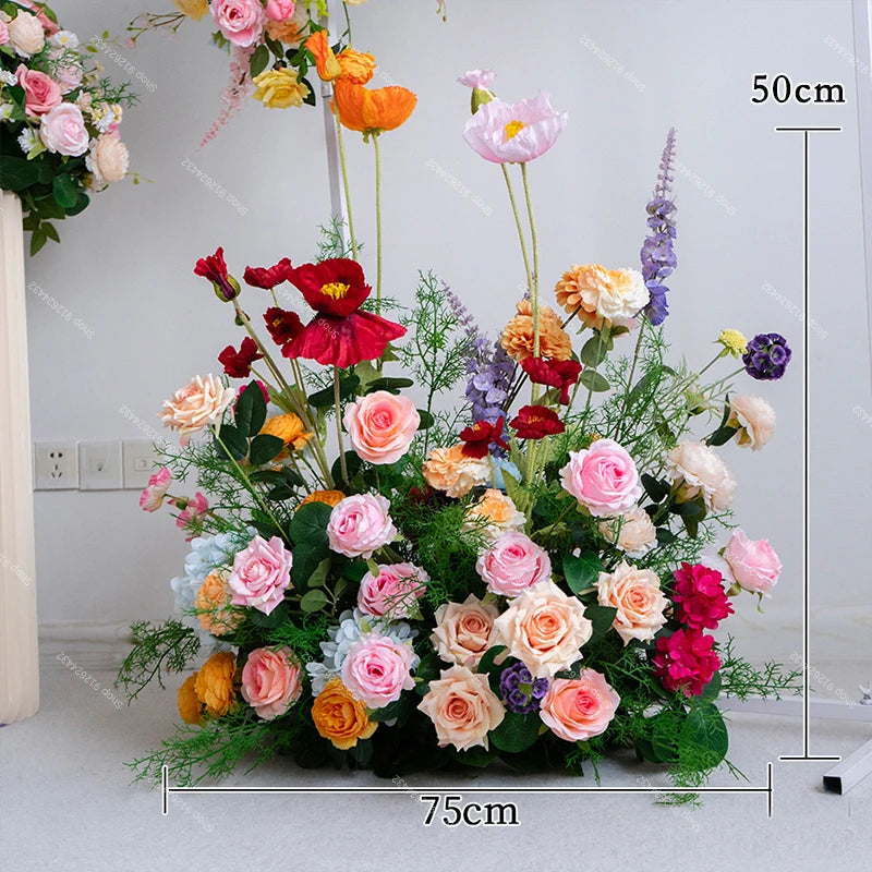 Wedding Decoration Outdor Artificial Flowers Decor Hanging Flower Row Road Leading Floor Flower Row Flower Ball Floral Backdrop Good Vibrations