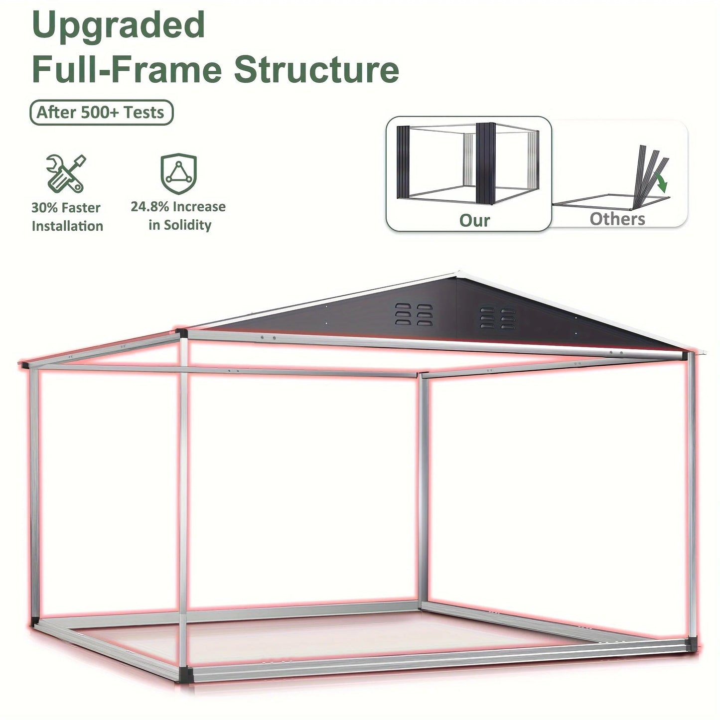 Polar Aurora 10x10 FT Outdoor Storage Shed, Metal Garden Shed with with Updated Frame Structure, Tool Sheds for Backyard Garden Good Vibrations