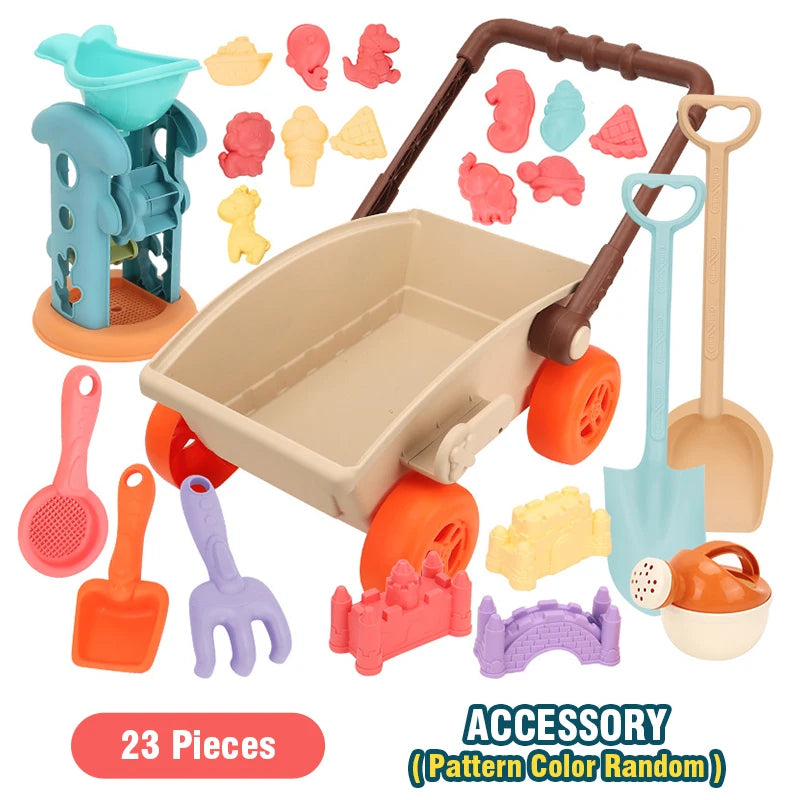 Kid Trolley Beach Play Toy Sandbox Shovel Animal Molds Beach Accessories Dig Sand Toy Outdoor Seaside Water Game Kid Fun Gift Good Vibrations