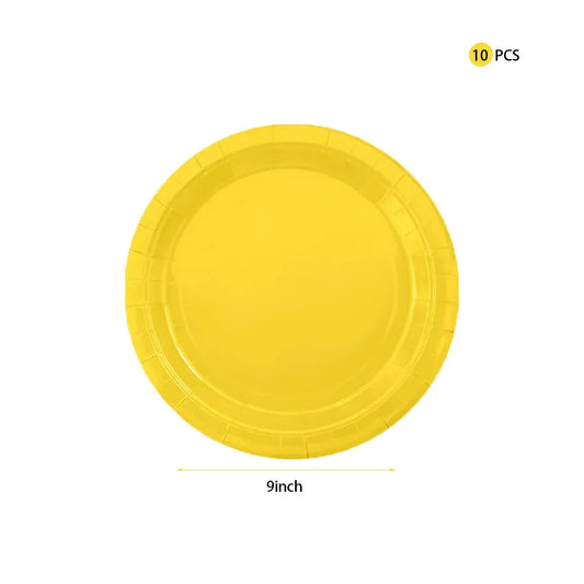Solid Yellow boda party tableware set cumpleaños decoracion bachelorette Birthday Tableware Paper Napkins Cups Plates Tablecloth Good Vibrations