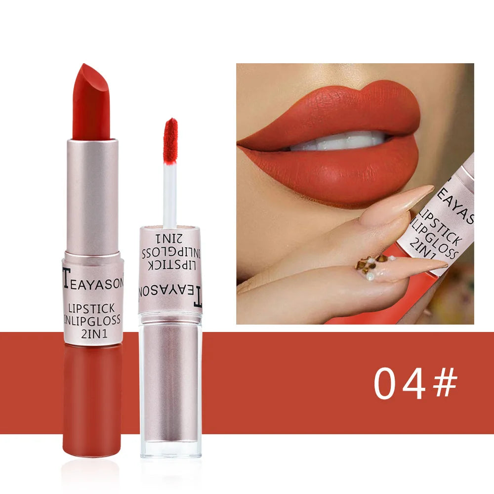 Long Lasting Velvet Matte Lipstick Double Head Lip Gloss Non-stick Cup Lip Gloss Tint Plumper Waterproof Lipstick Makeup Good Vibrations