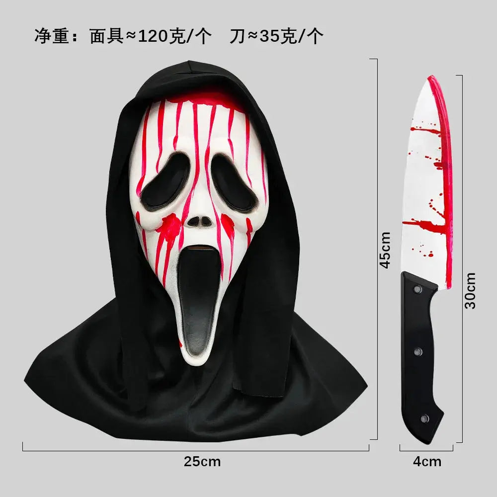 Screaming, Terrifying, Bloody Headset, Makeup Ball, Skull, Ghost Face Mask, Halloween Party, Mock Prop Good Vibrations